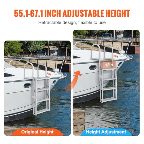 5 Steps Aluminum Retractable Dock Ladder L50114