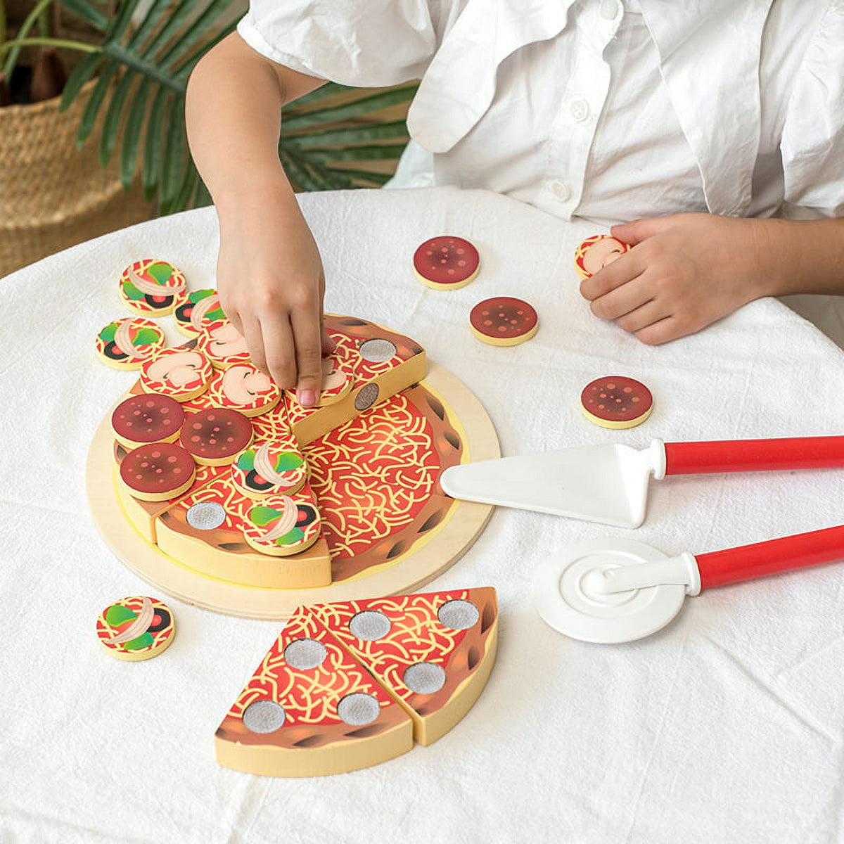 Pretend Play Food Pizza Set, Montessori Learning Toys, Play Kitchen Accessories S2704
