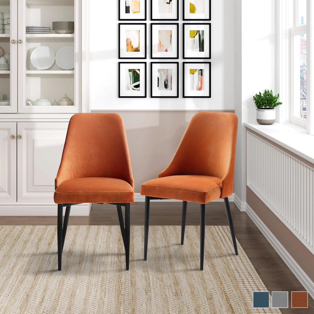 Orange Dining Chair Set of 2 R439