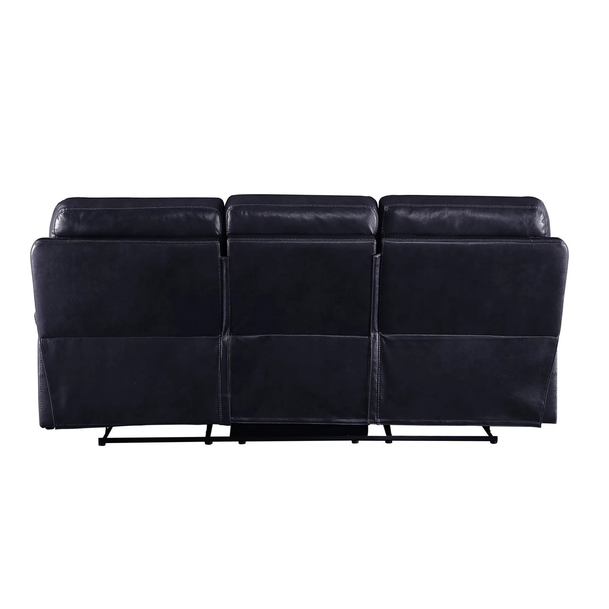Navy Blue Leatherette Tufted Motion Sofa E6403