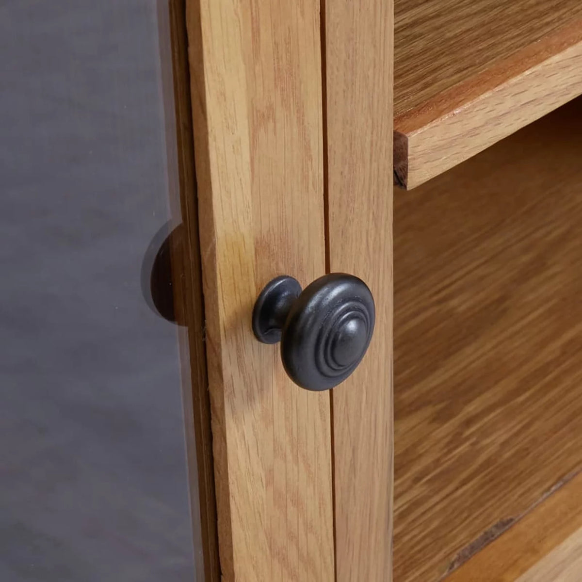 Oak Wood TV Cabinet with 2 Glass Doors T14880