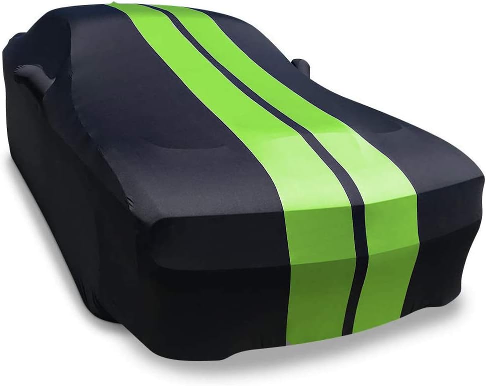 Black with Red Stripes Stretch Satin Car Cover R673