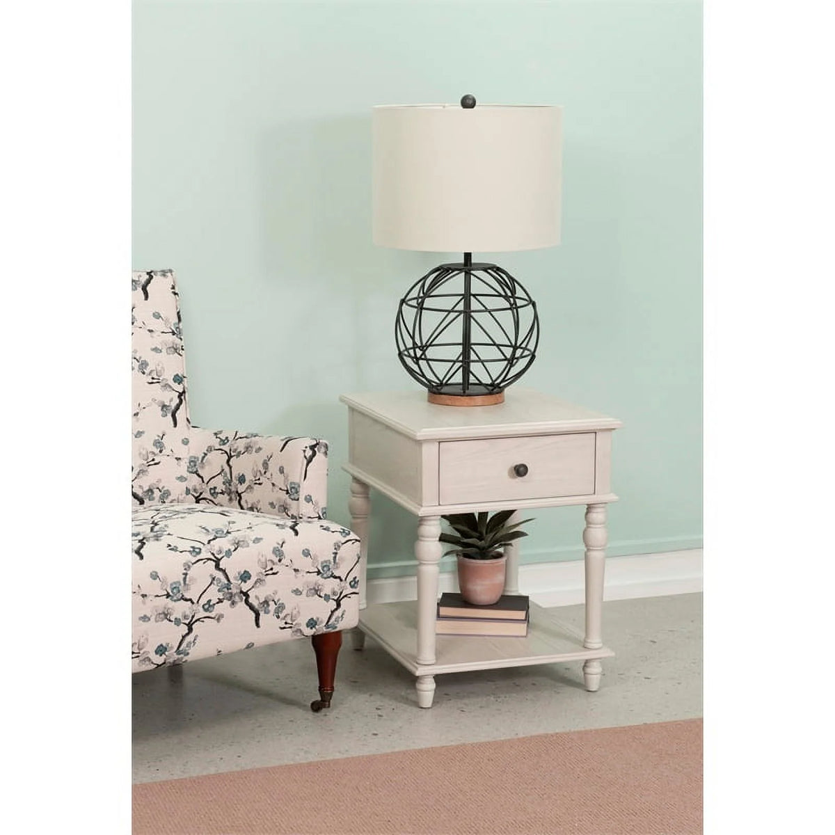 White Wood Side Accent Table Y446202
