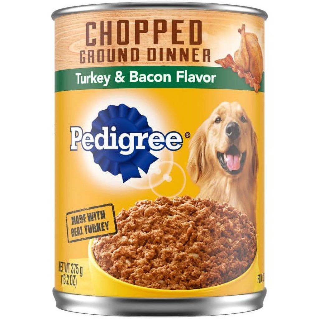 Turkey & Bacon Flavor Ground Dinner Wet Dog Food 13.2 oz Cans 12 Pack B4188