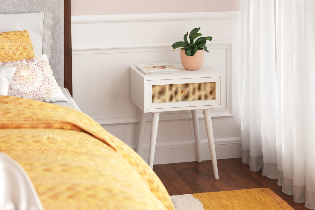 White 1-Drawer Nightstand V123