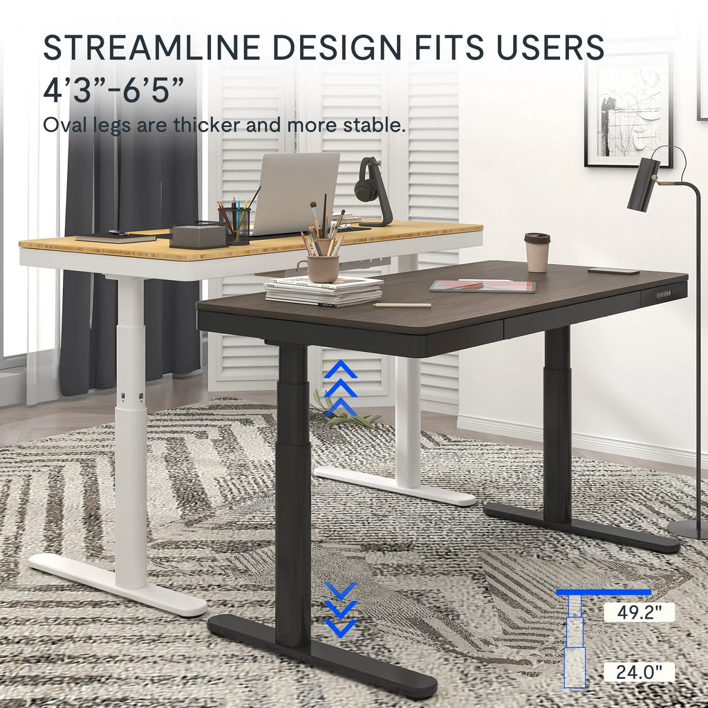 Dark Bamboo 55"x28" Standing Desk with Drawers A2863