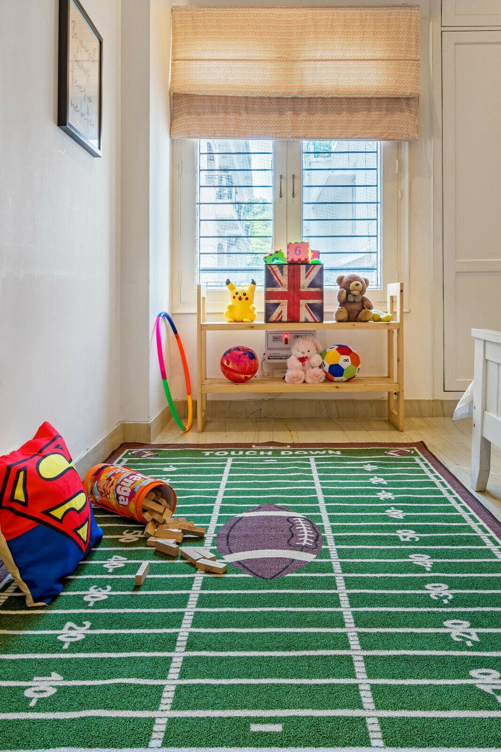 Green Corner Football Play Area Rug I646