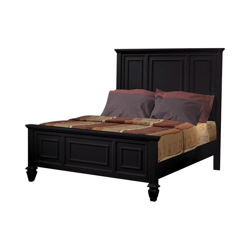 Queen Panel Bed with High Headboard Black I738