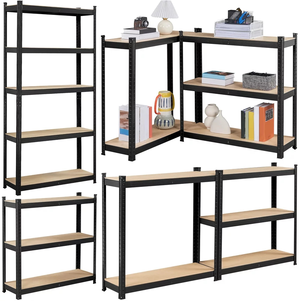 5-Shelf Adjustable Steel Storage Shelf Unit, Black, 2 Pack C706511