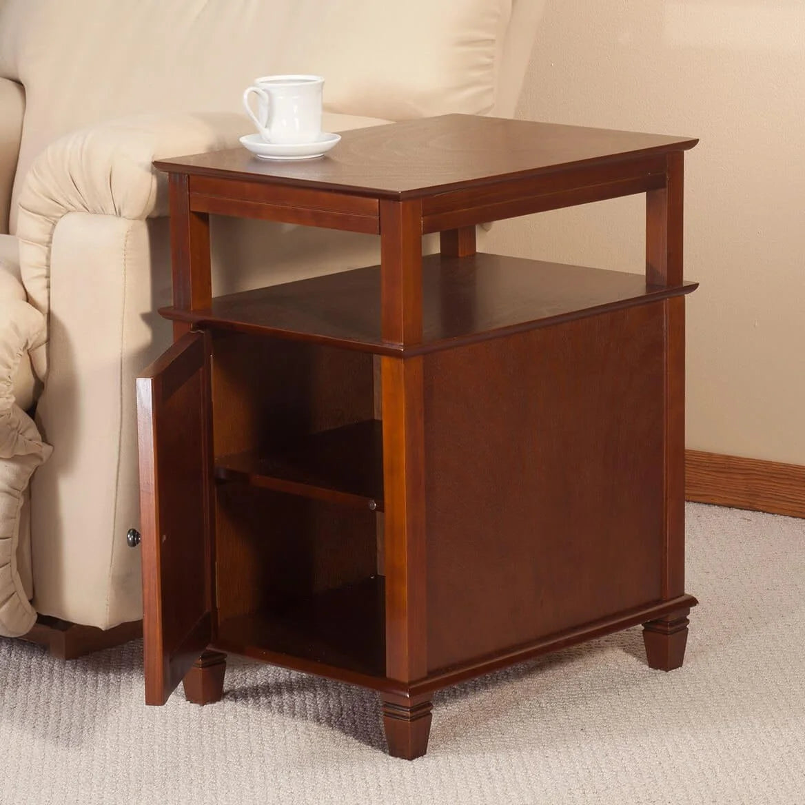 Mahogany Recliner Table with Slide-Out Shelf K440533
