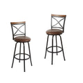 Set of 2 Black Adjustable Upholstered Swivel Bar Stool V493117