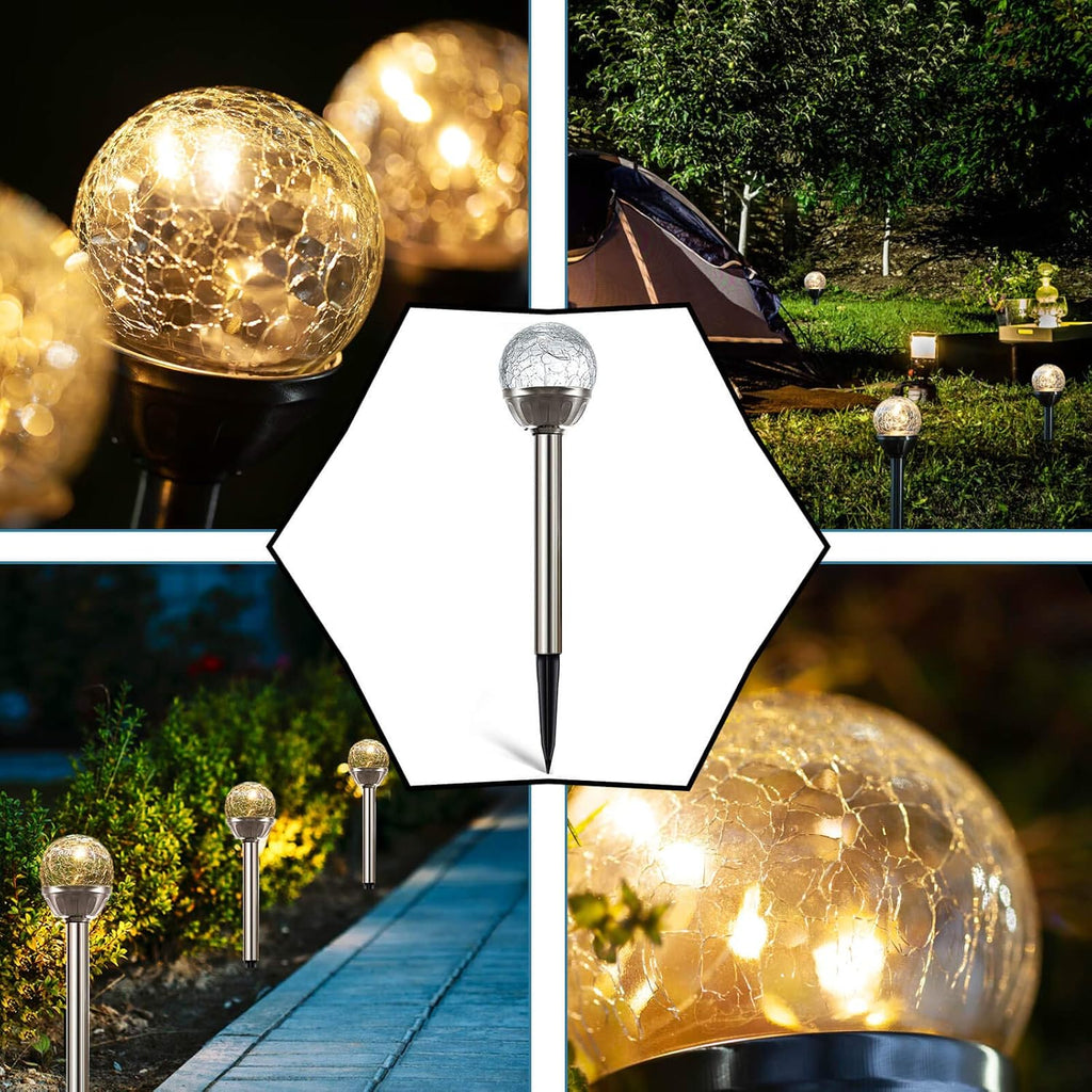 Cracked Glass Ball Lights Outdoor Garden Pathway Lights (3 Pack) D99982