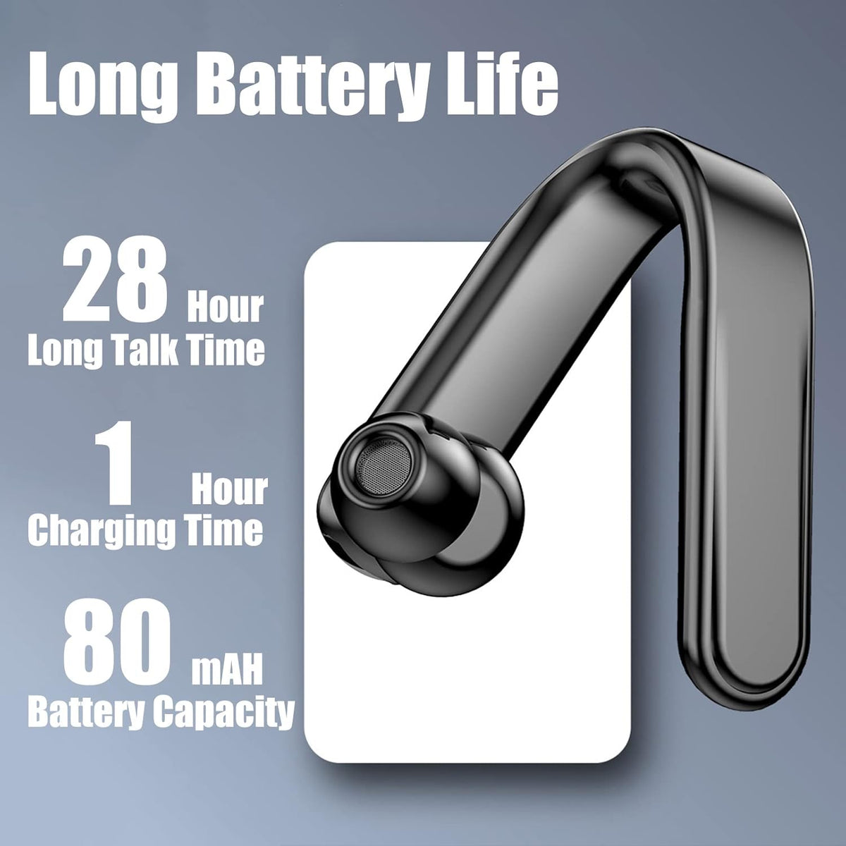Bluetooth Headset with Mic Noise Canceling Hands-Free E958584