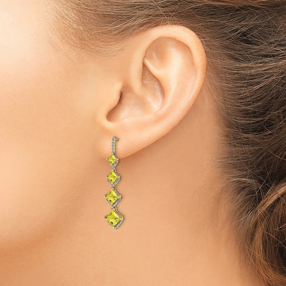 14 Karat Yellow Gold Lab Grown Diamond Drop Post Earrings P323957