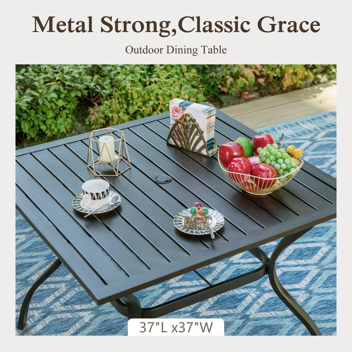 Outdoor Square Dining Table with Steel Frame K614