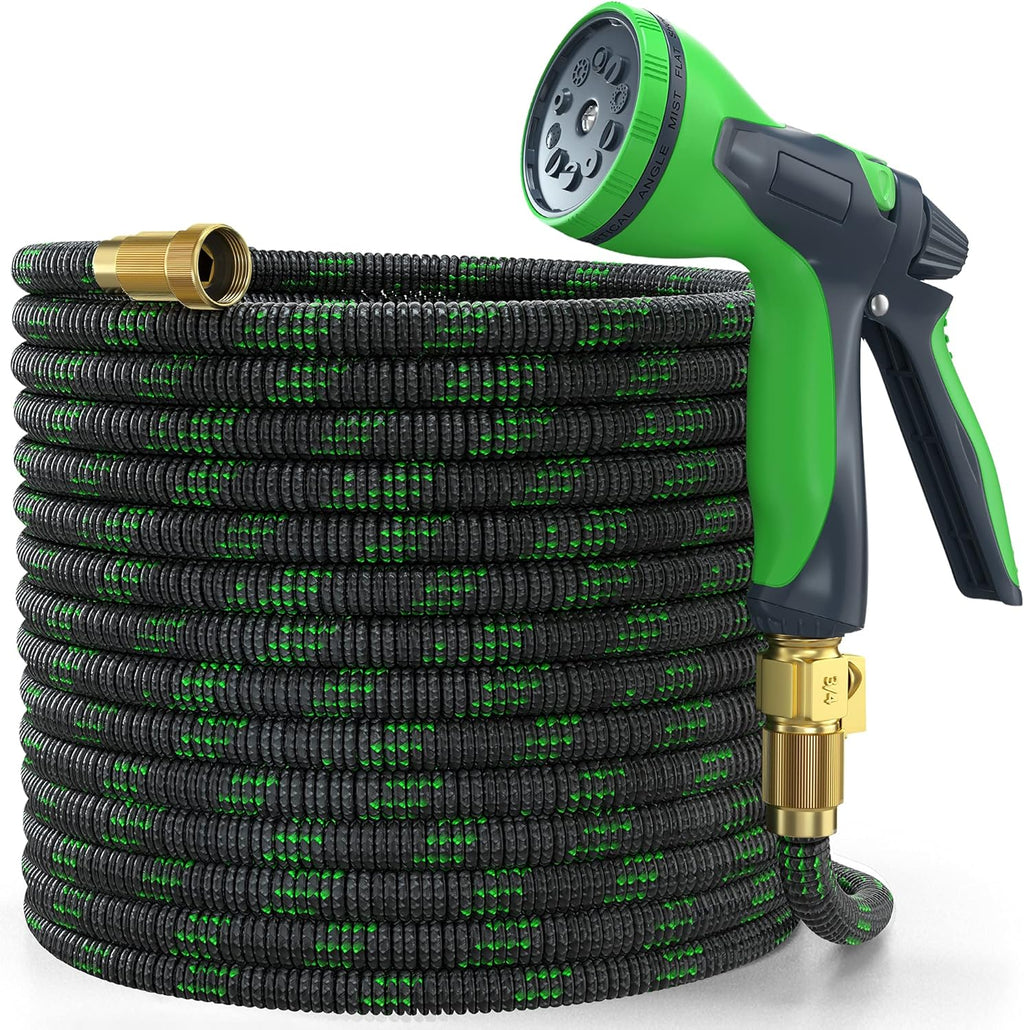100ft Expandable Garden Hose with 10 Function Nozzle and Solid Brass Fittings U4050
