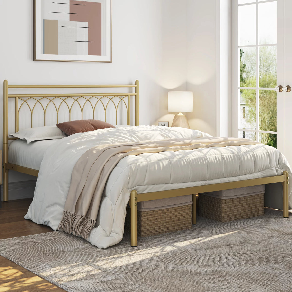 Queen Black Metal Bed Frame with Headboard R65572