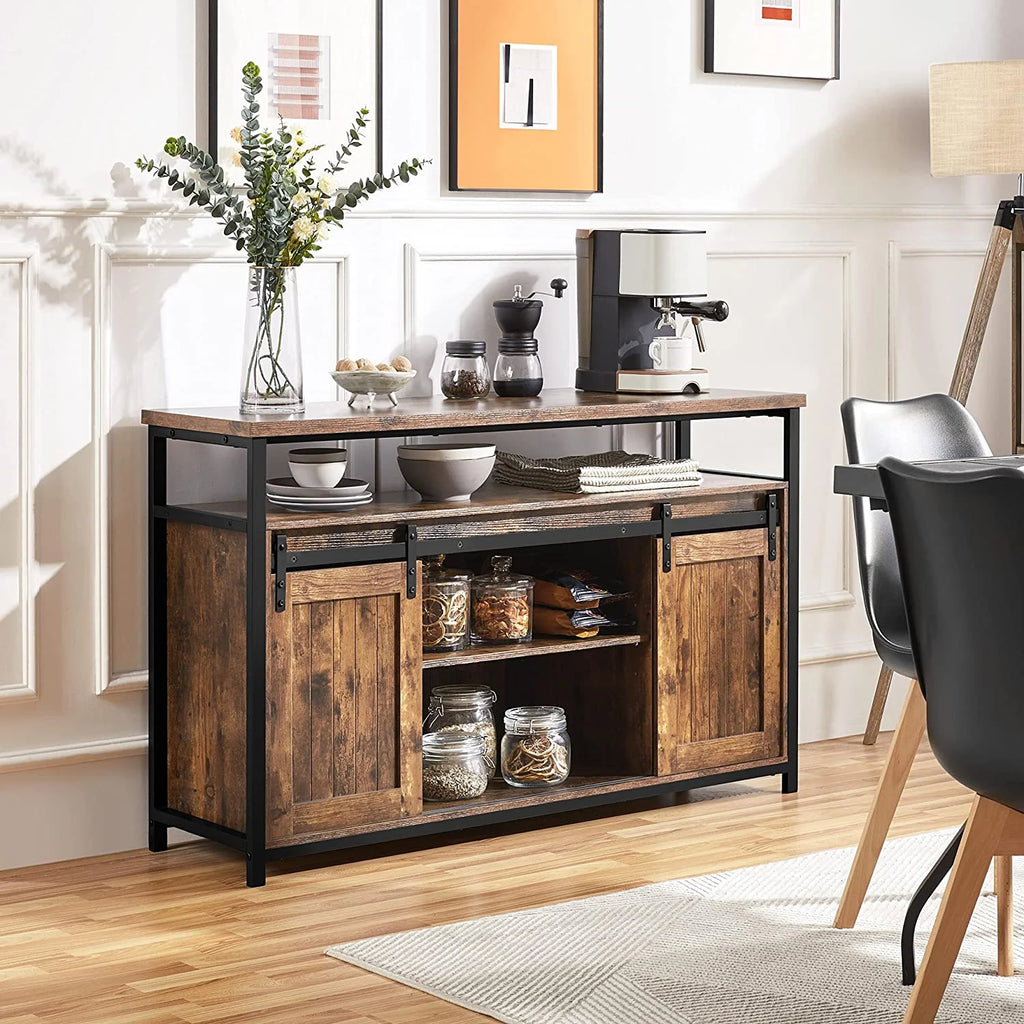 Farmhouse Cabinet with Sliding Barn Doors and Adjustable Shelves P989474