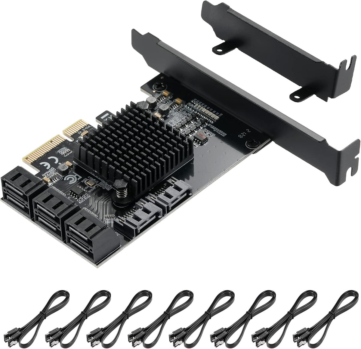 4X PCIE to SATA 3.0 6 Gbps Controller with 8 SATA Cables D4033