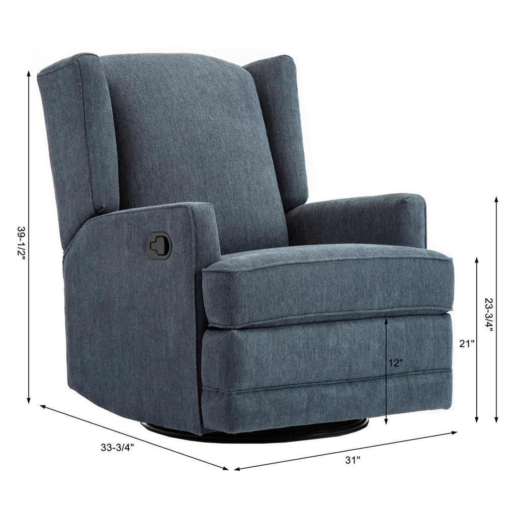 Beige Chenille Wingback Swivel Glider Recliner X8932