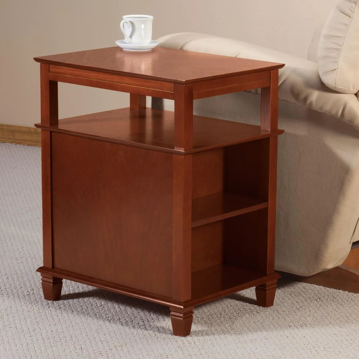 Mahogany Recliner Table with Slide-Out Shelf K440533