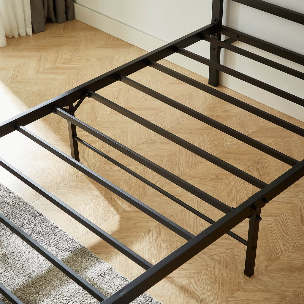 Metal Platform Bed Frame with Headboard and Footboard, Twin, Matte Black D876485