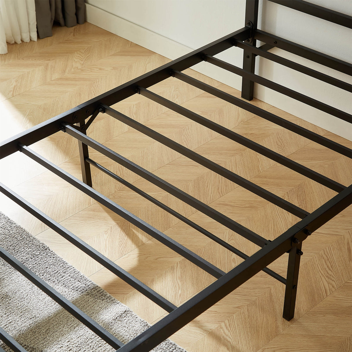 Metal Platform Bed Frame with Headboard and Footboard, Twin, Matte Black D876485