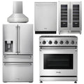 30 Gas Range, Range Hood, Refrigerator with Water and Ice Dispenser, Dishwasher, Wine Cooler O995772