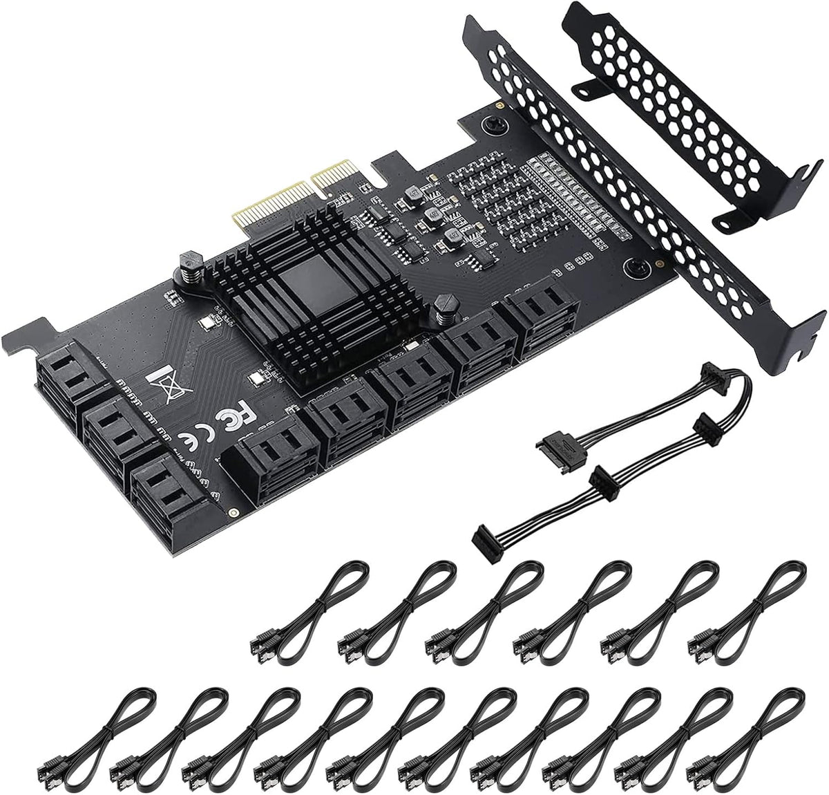 4X PCIE to SATA 3.0 6 Gbps Controller with 8 SATA Cables D4033