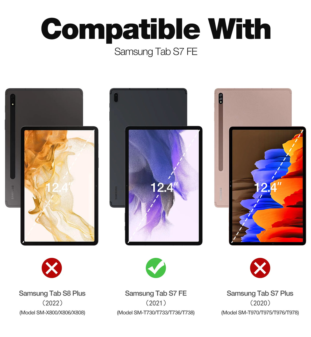 Samsung Galaxy Tab S7 FE 12.4 Inch Case with Screen Protector Kickstand Pen Holder Q965355