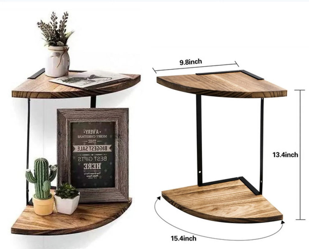 Wooden 2 Tier Floating Corner Shelf O97501