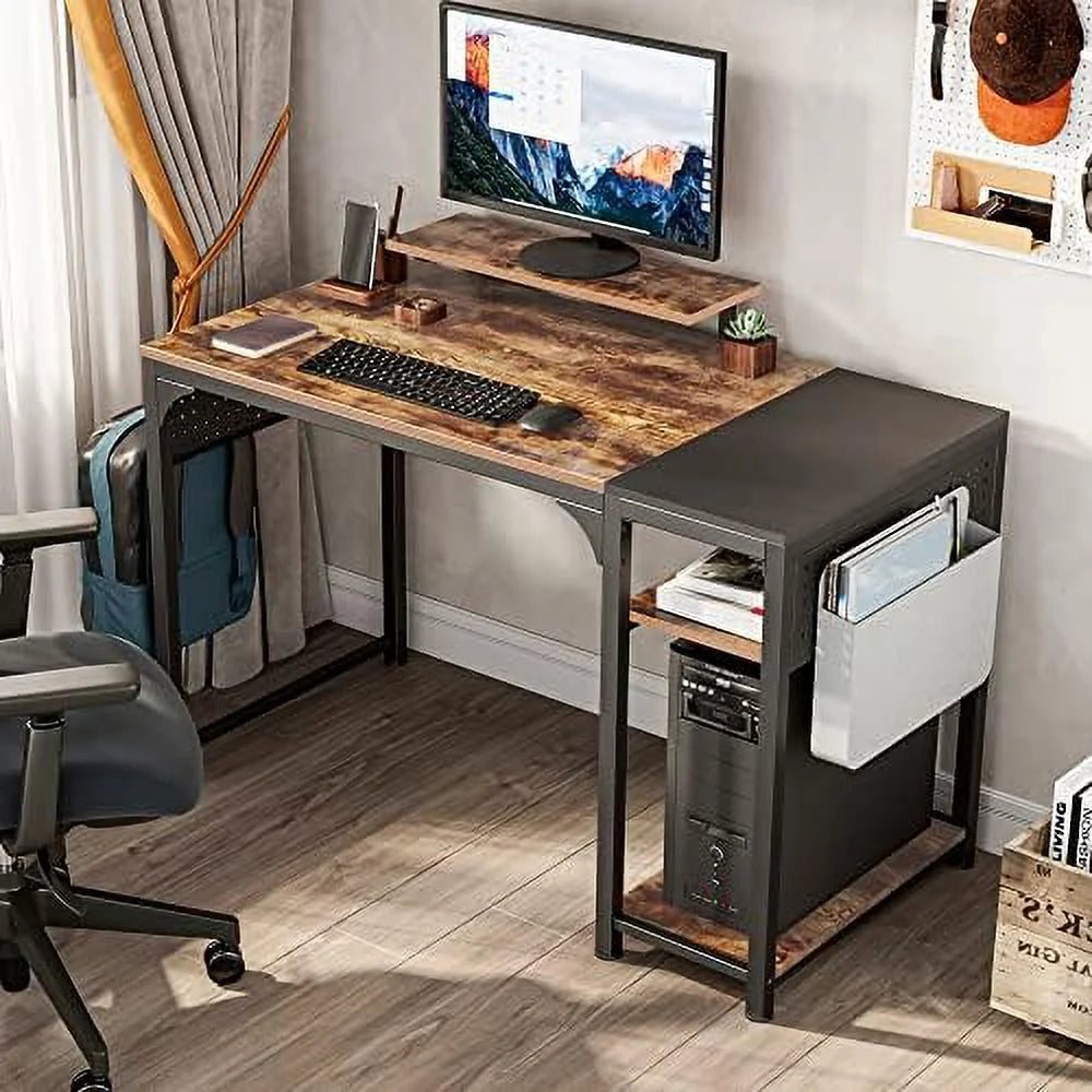 55 Inch Computer Desk with Monitor Stand and Shelves F30359