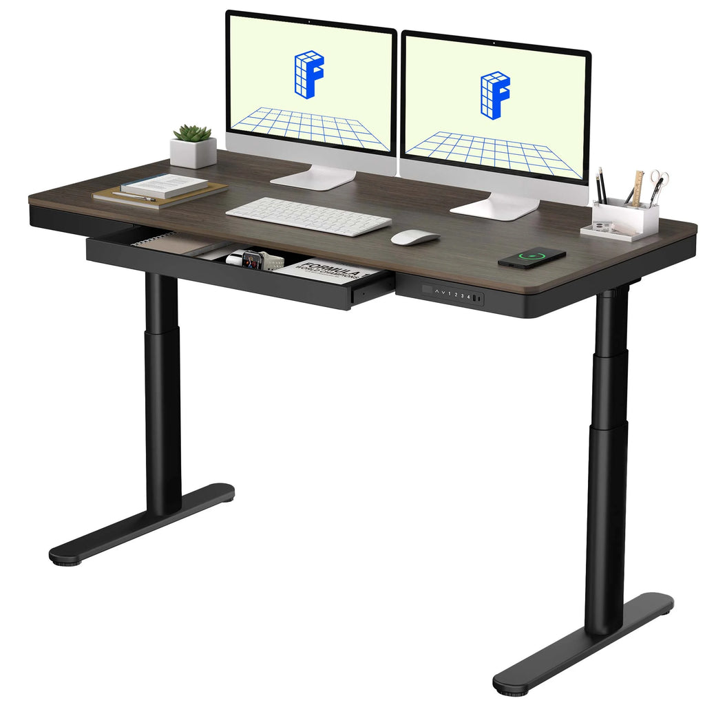 Dark Bamboo 55"x28" Standing Desk with Drawers A2863