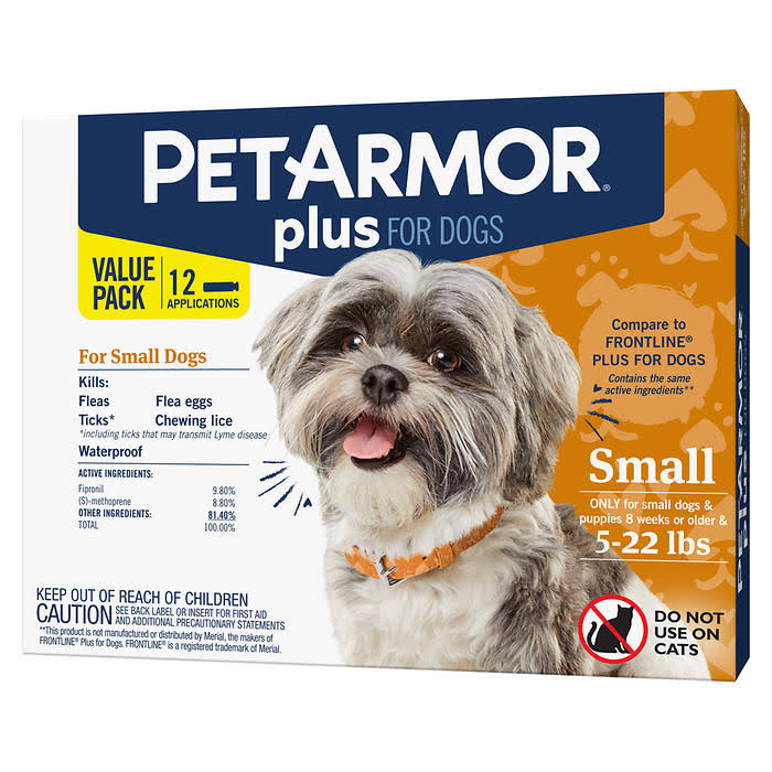 12 Applications Flea, Tick & Lice Formula for Dogs 5-22 lbs S766