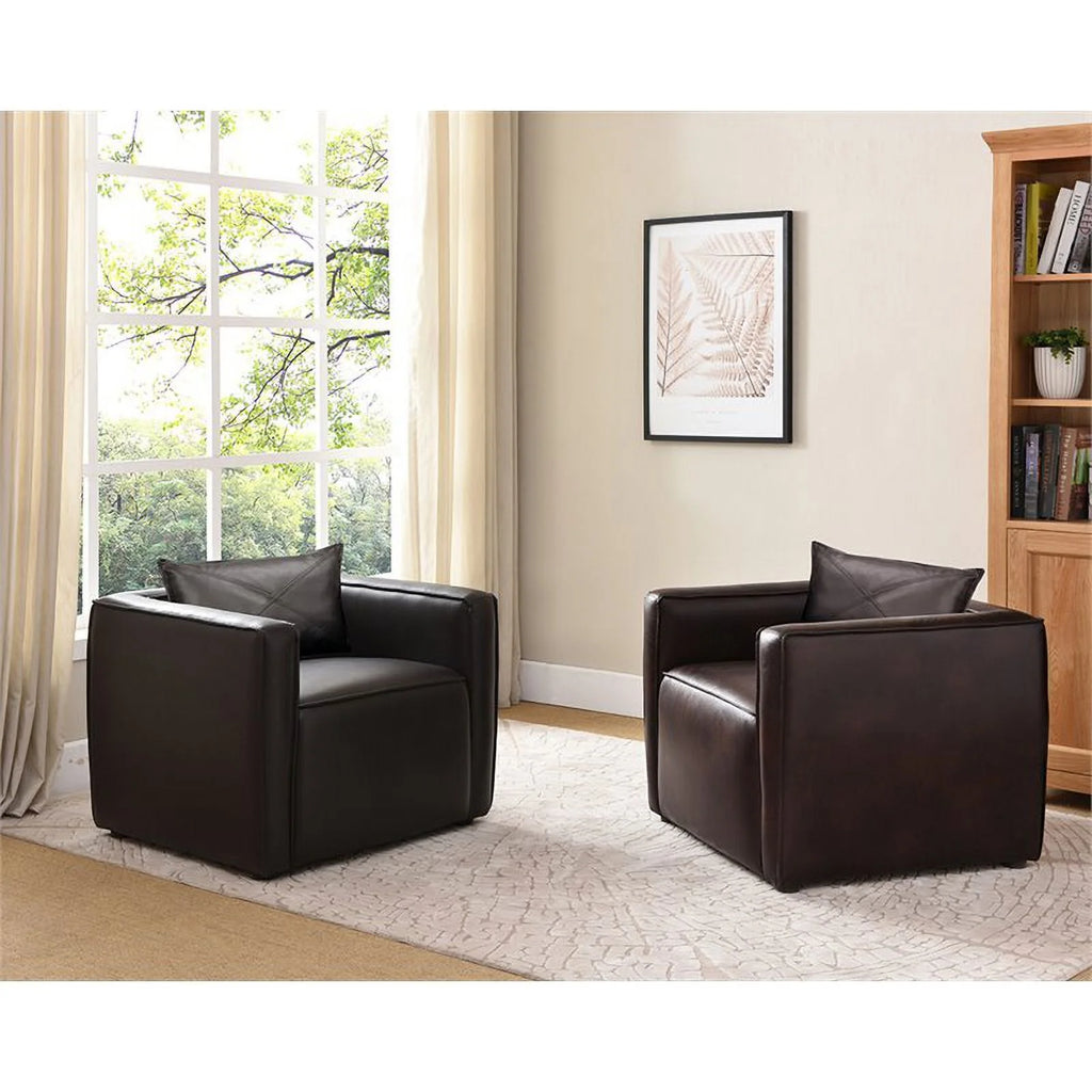 Brown Vinyl Upholstered Accent Chair with Arm Rests G6533