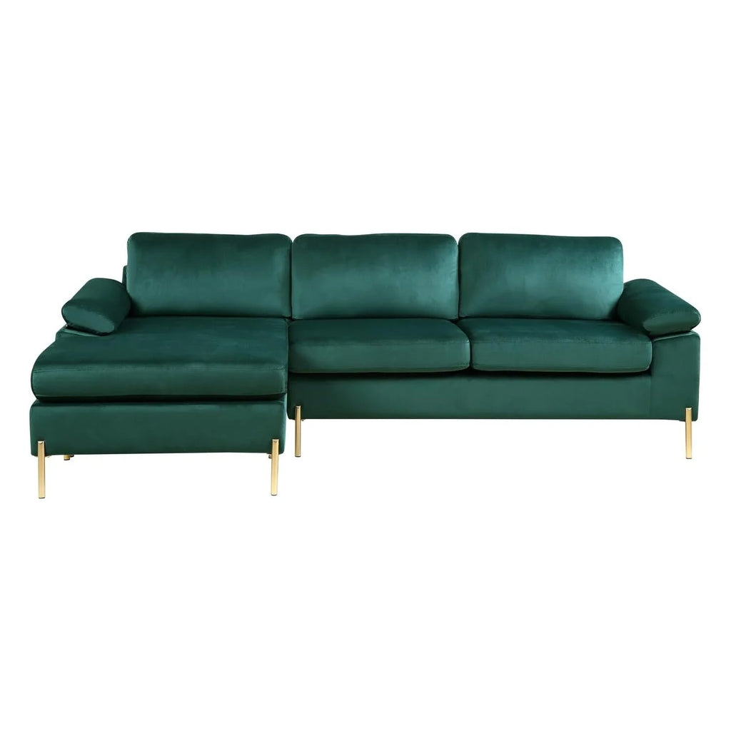 Green Gold Velvet Sectional Sofa D3464
