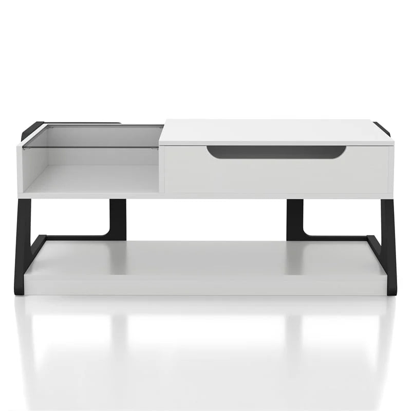 White Wood Lift-Top Storage Coffee Table V769958