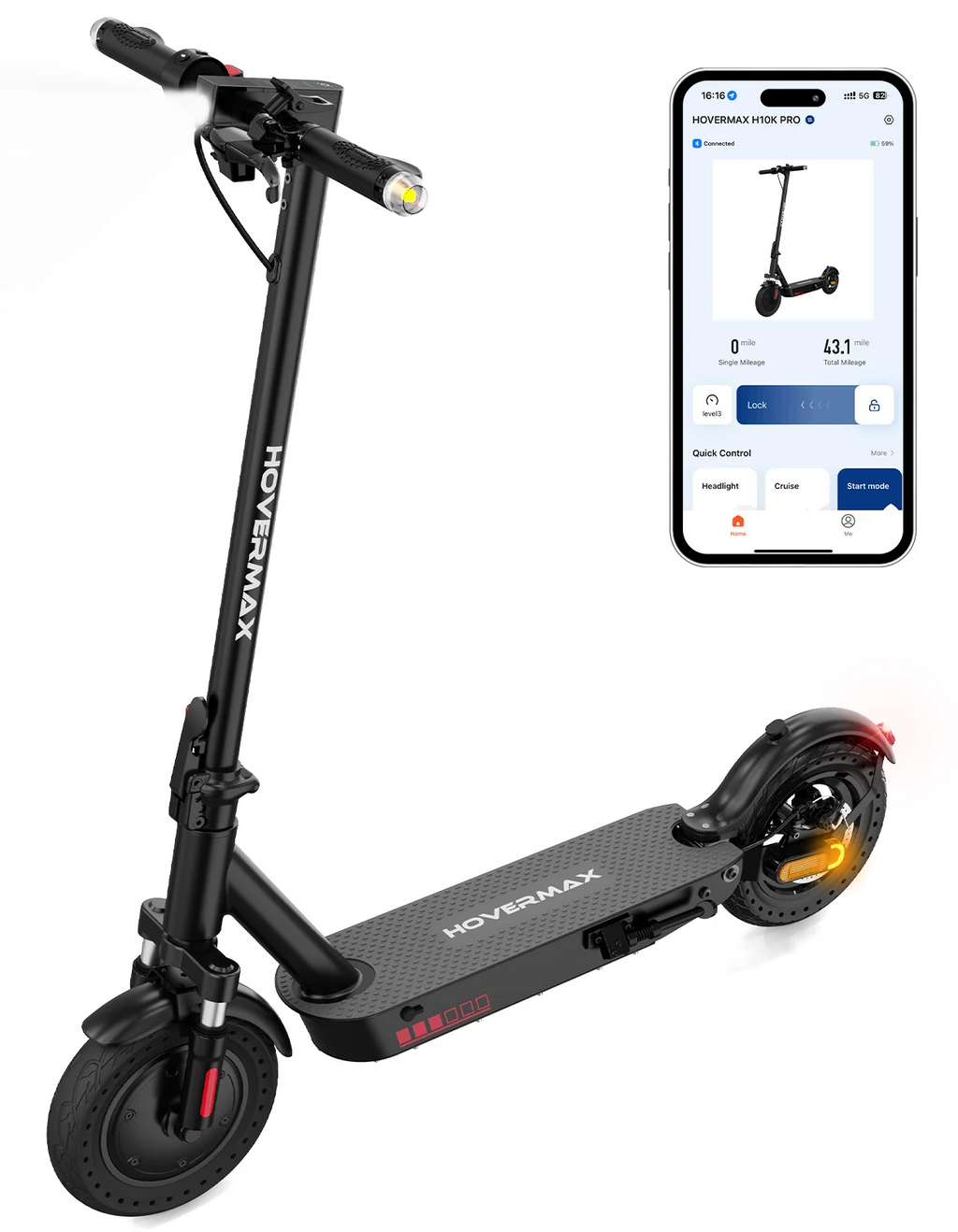 500W Motor 19MPH 22 Miles 10'' Solid Tires Folding Electric Scooter P3227