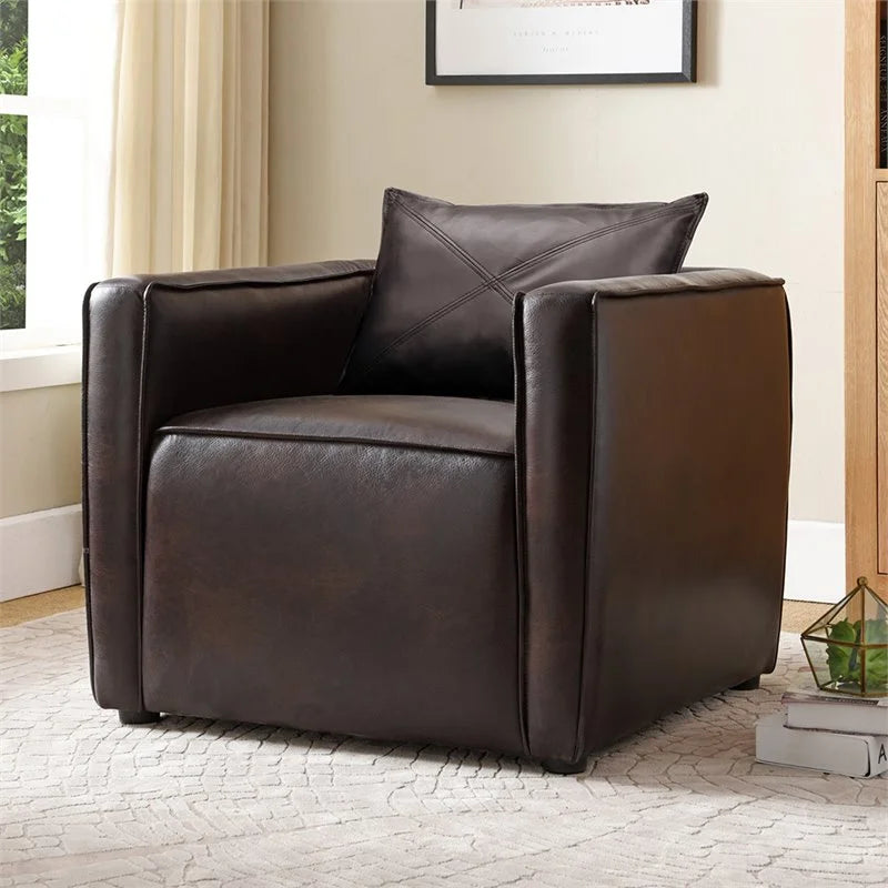 Brown Vinyl Upholstered Accent Chair with Arm Rests G6533