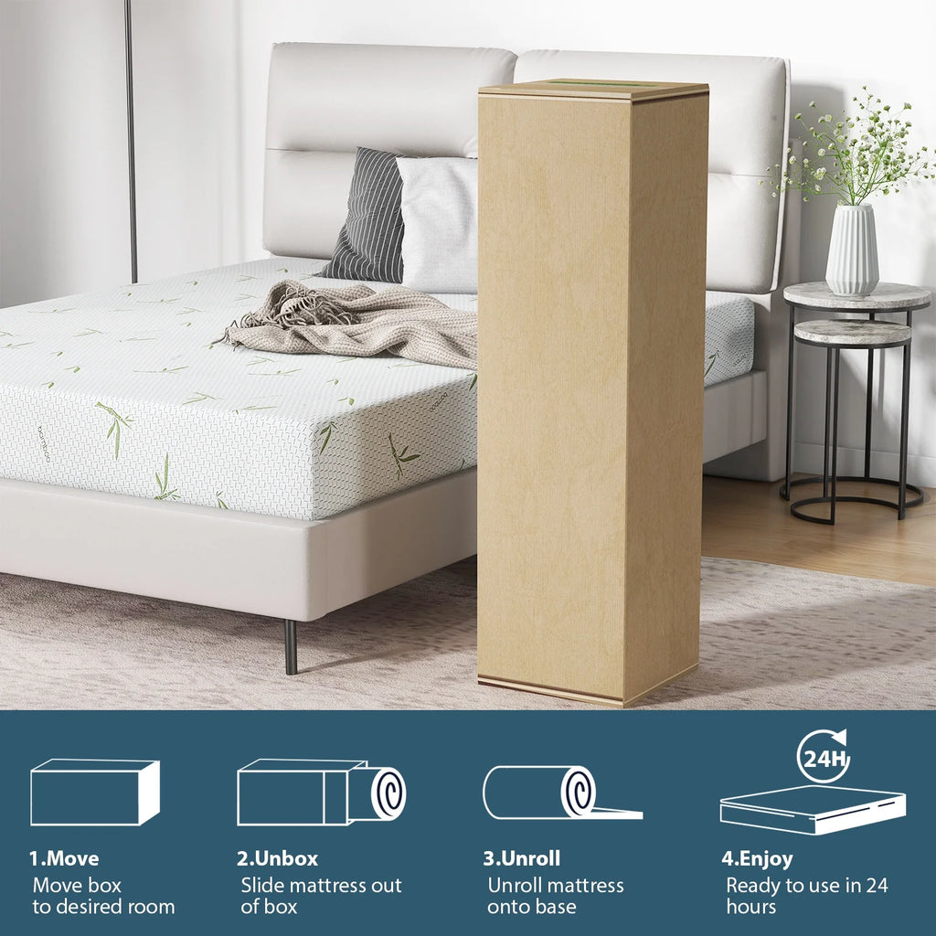 6'' Twin Size Memory Foam Mattress with Bamboo Pattern Cover B800860