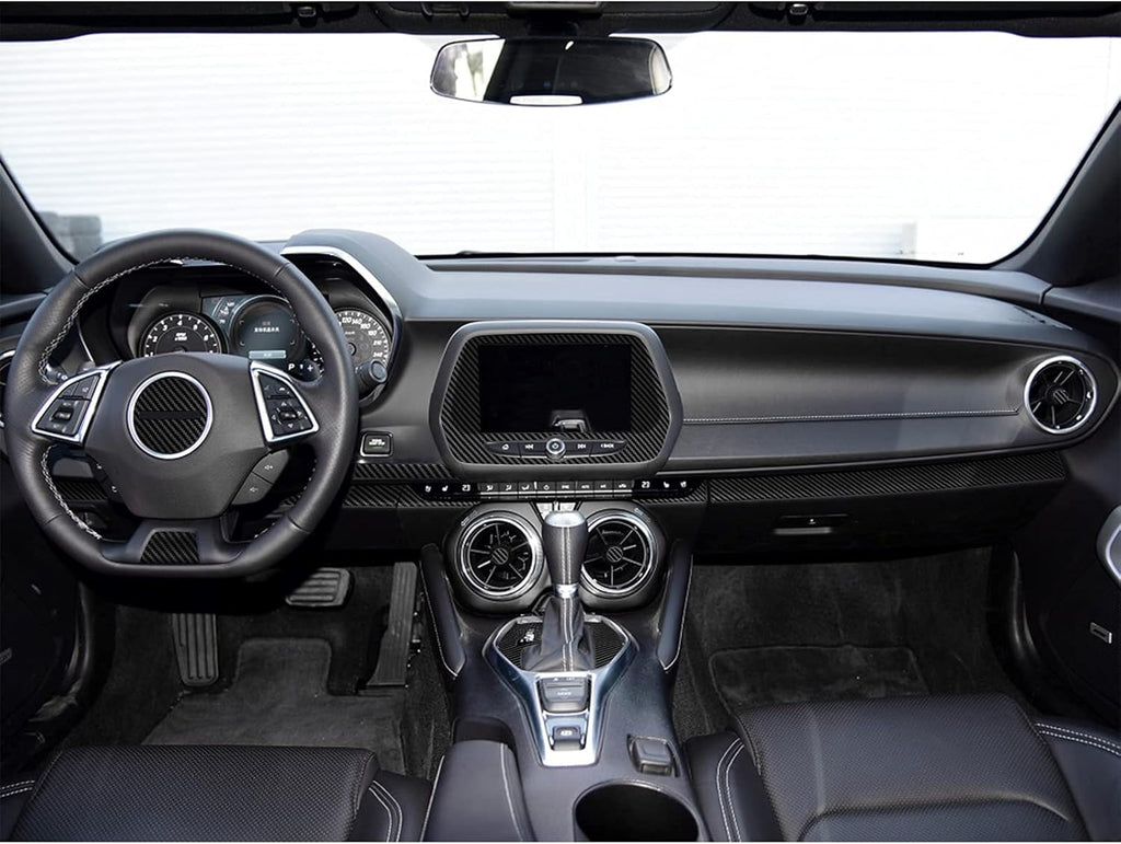 Carbon Fiber Texture Vinyl Wrap Center Console Dashboard Cover Interior Protective Decoration Accessories Sticker 28PCS Black N12059