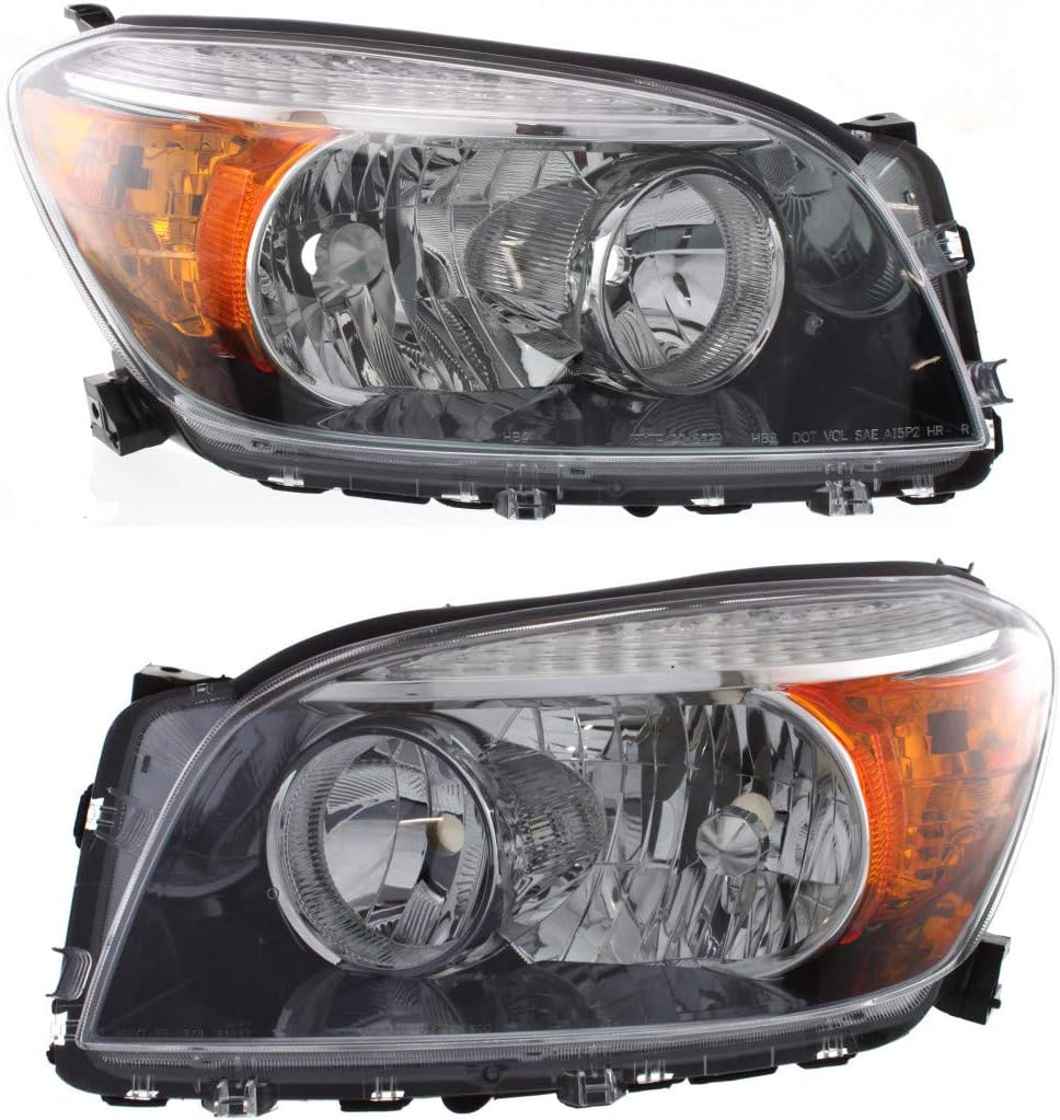 For Toyota RAV4 Headlight 2006 2007 2008 Driver and Passenger Side Pair Clear Lens Black Interior Sport Model B4660