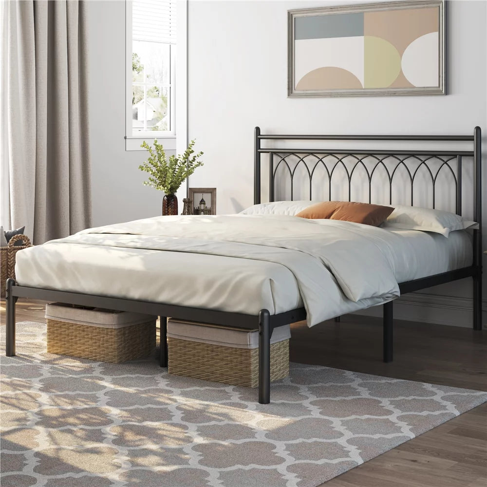 Queen Black Metal Bed Frame with Headboard R65572