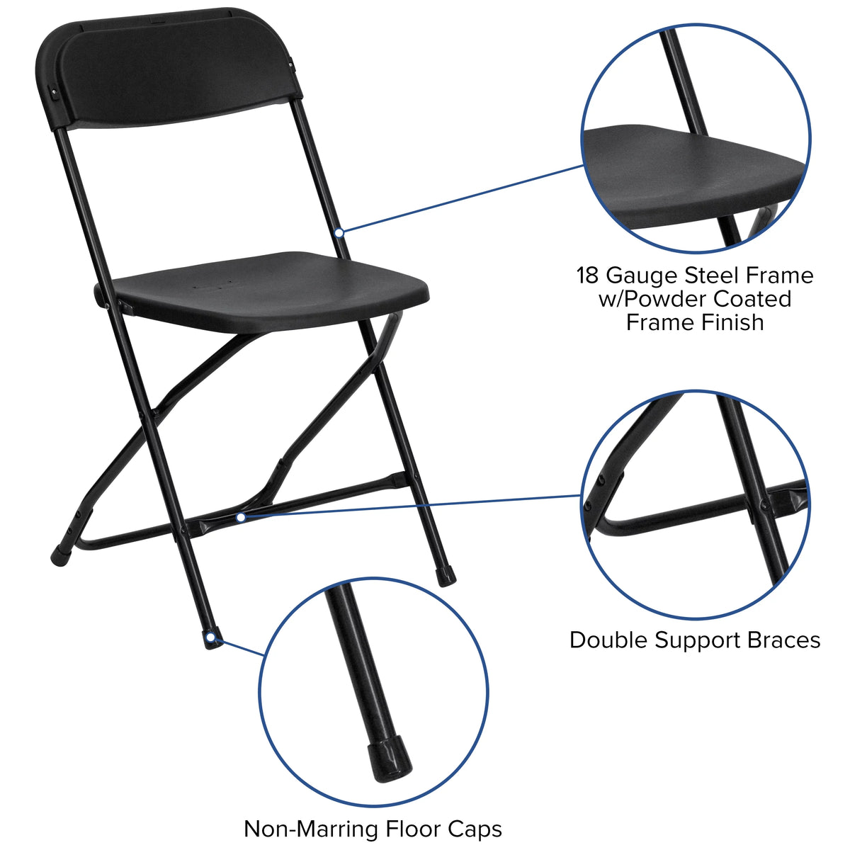 8' White Plastic Folding Table Set with 10 Folding Chairs M93603