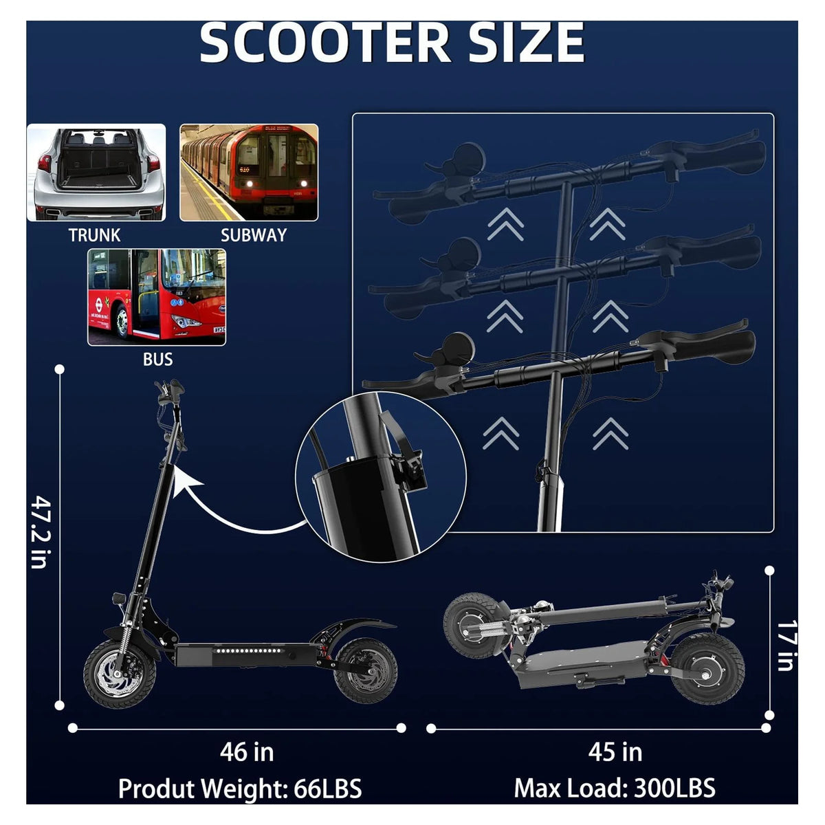 Electric Scooter 35 mph 40 Miles 1300W Foldable A133