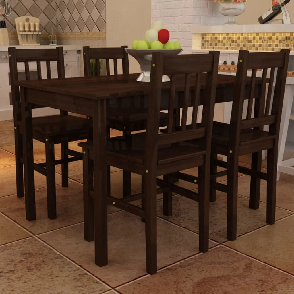 Wooden Dining Table with 4 Chairs Brown W179723
