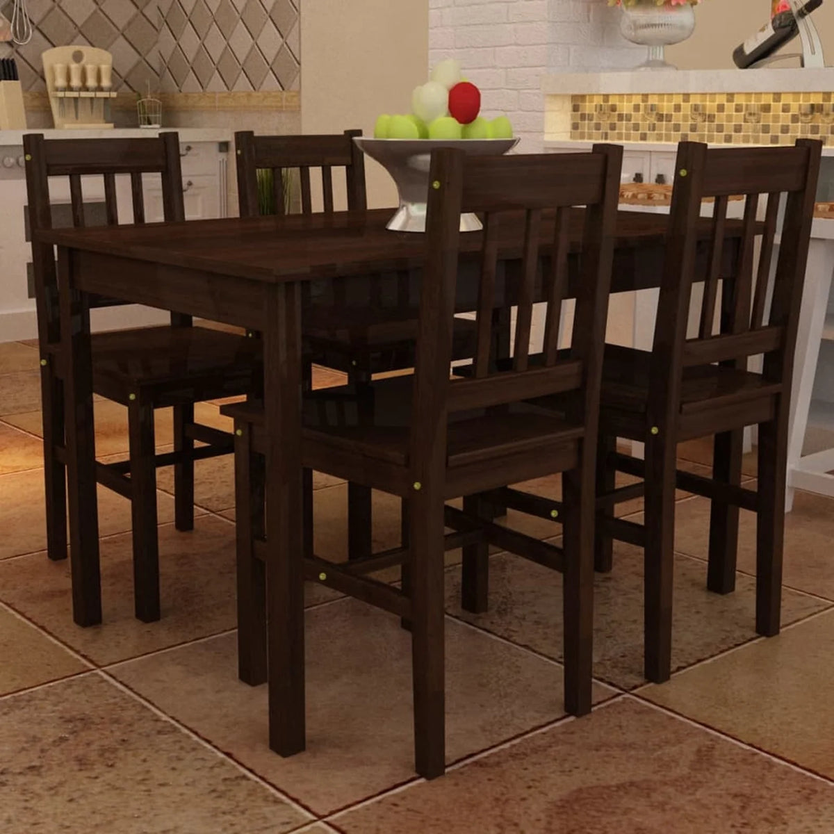 Wooden Dining Table with 4 Chairs Brown W179723