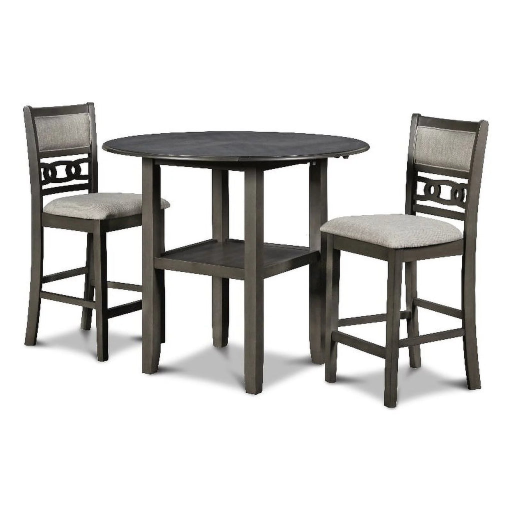 Gray Solid Wood Drop Leaf Counter Table with 2 Chairs L59118
