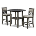 Gray Solid Wood Drop Leaf Counter Table with 2 Chairs L59118